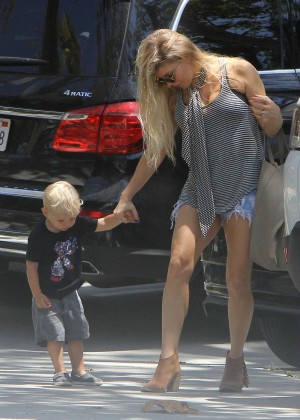 Fergie in Park with her family in Brentwood