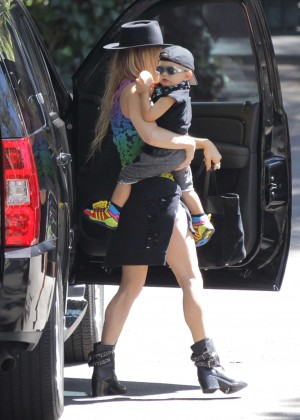 Fergie in Park with her son in Brentwood
