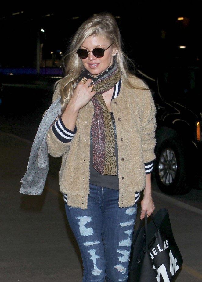 Fergie in Ripped Jeans at LAX Airport in LA