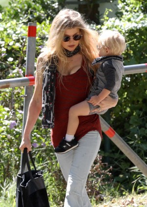 Fergie - Out with her son in Brentwood