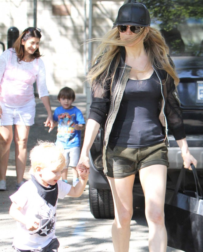 Fergie with her son in the Park in Brentwood