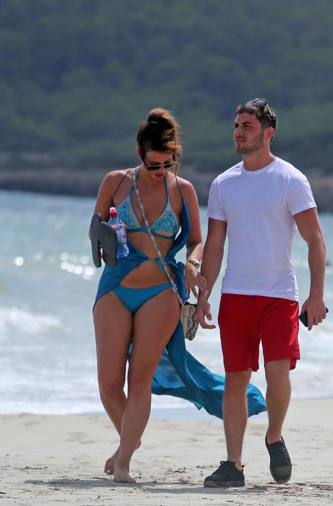 Ferne Mccan in Blue Bikini at a Beach in Ibiza