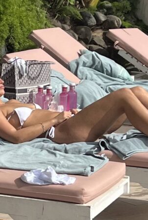 Ferne McCann - In a white bikini on holiday in Marbella