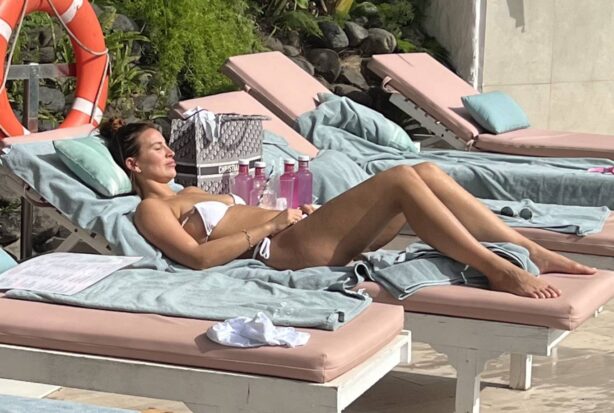 Ferne McCann - In a white bikini on holiday in Marbella