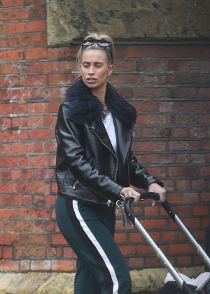 Ferne McCann in Leather Jacket - Out and about in Essex