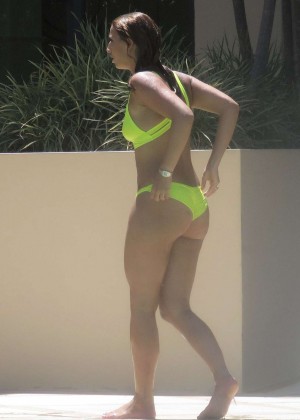 Ferne McCann - wearing a yellow neon bikini on the Gold Coast