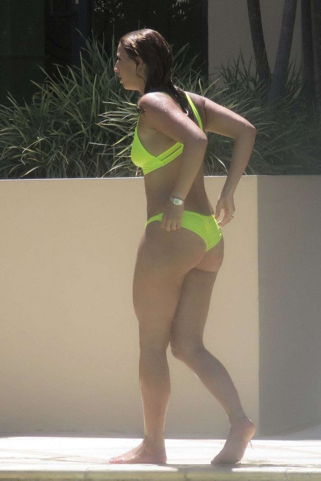 Ferne McCann - wearing a yellow neon bikini on the Gold Coast