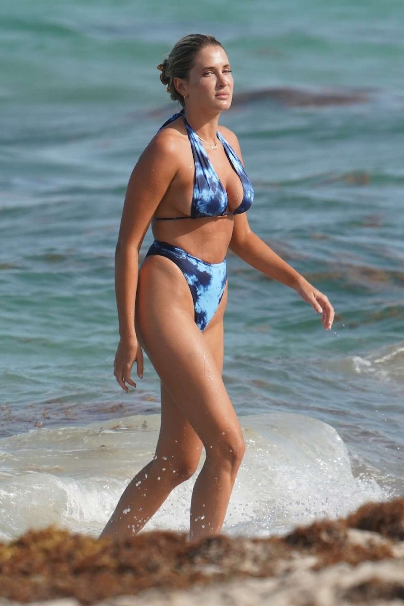 Francesca Aiello in Blue Print Bikini in Miami Beach