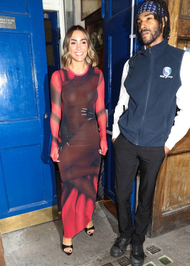Frankie Bridge - Pictured in stylish tight red and black dress in Lonfon