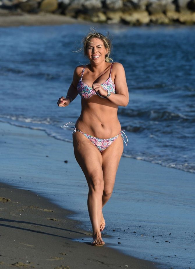 Frankie Essex in Bikini - Jogging at a beach in Tenerife