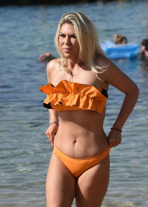 Frankie Essex in Orange Bikini on the beach in Turkey