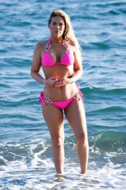 Frankie Essex in Pink Bikini on the beach in Marbella