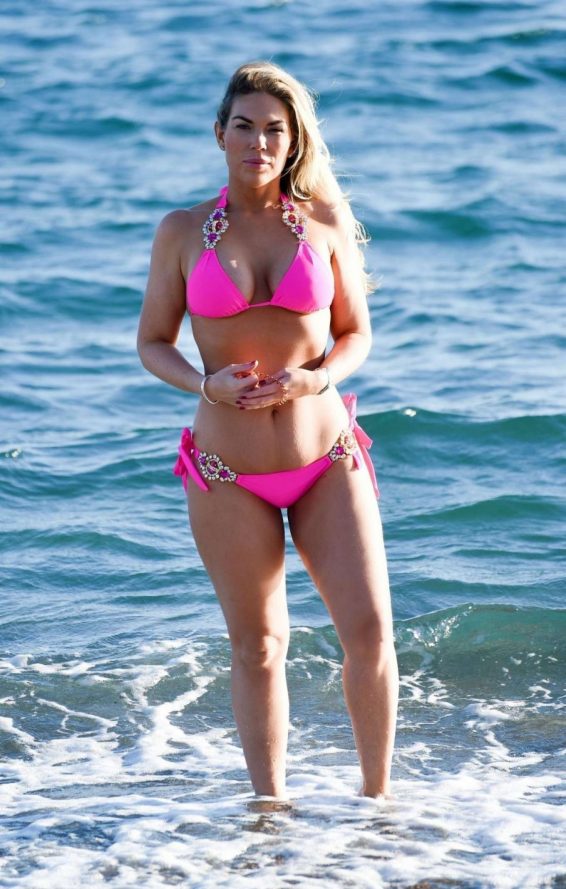 Frankie Essex in Pink Bikini on the beach in Marbella