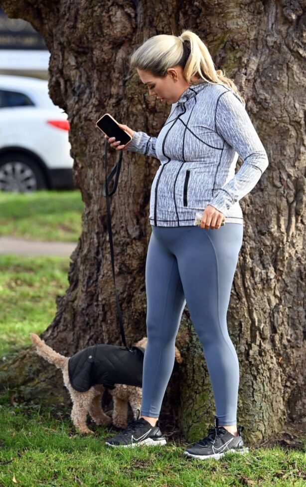 Frankie Essex - Pictured taking her adorable pet dog for a walk in Essex