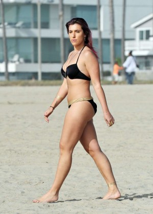 Gabriella Ellis in Black Bikini on the beach in Santa Monica