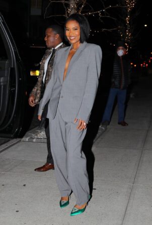 Gabrielle Union - In a grey suit stepping out in New York
