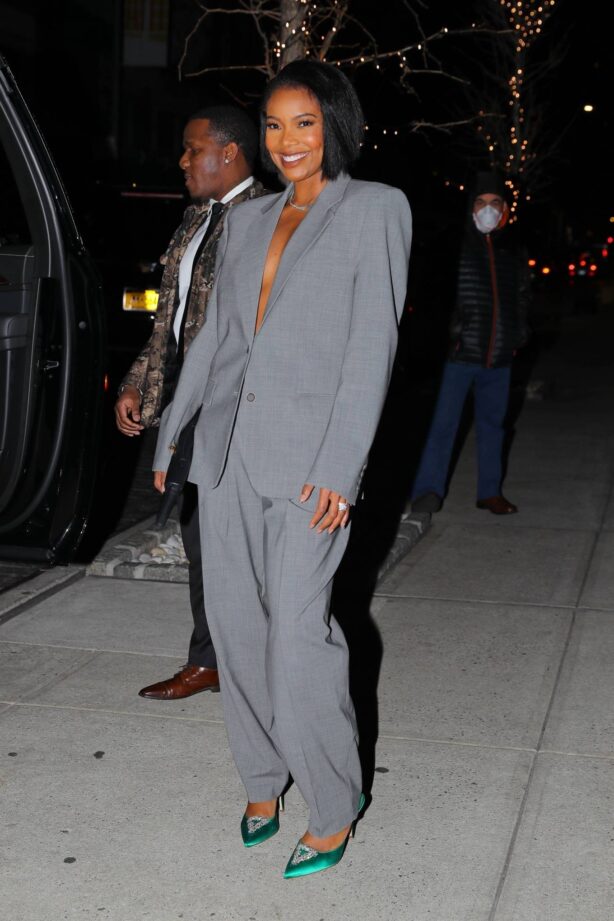 Gabrielle Union - In a grey suit stepping out in New York