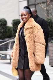 Gabrielle Union in Fur Coat - Leaves her Hotel in New York City
