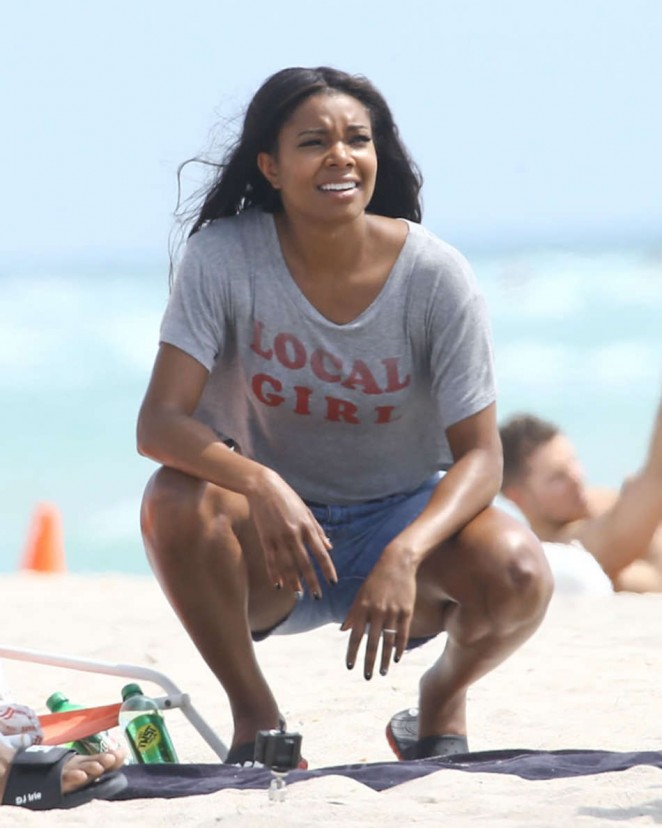Gabrielle Union - Photoshoot for Jimmy Johns Commerical in Miami