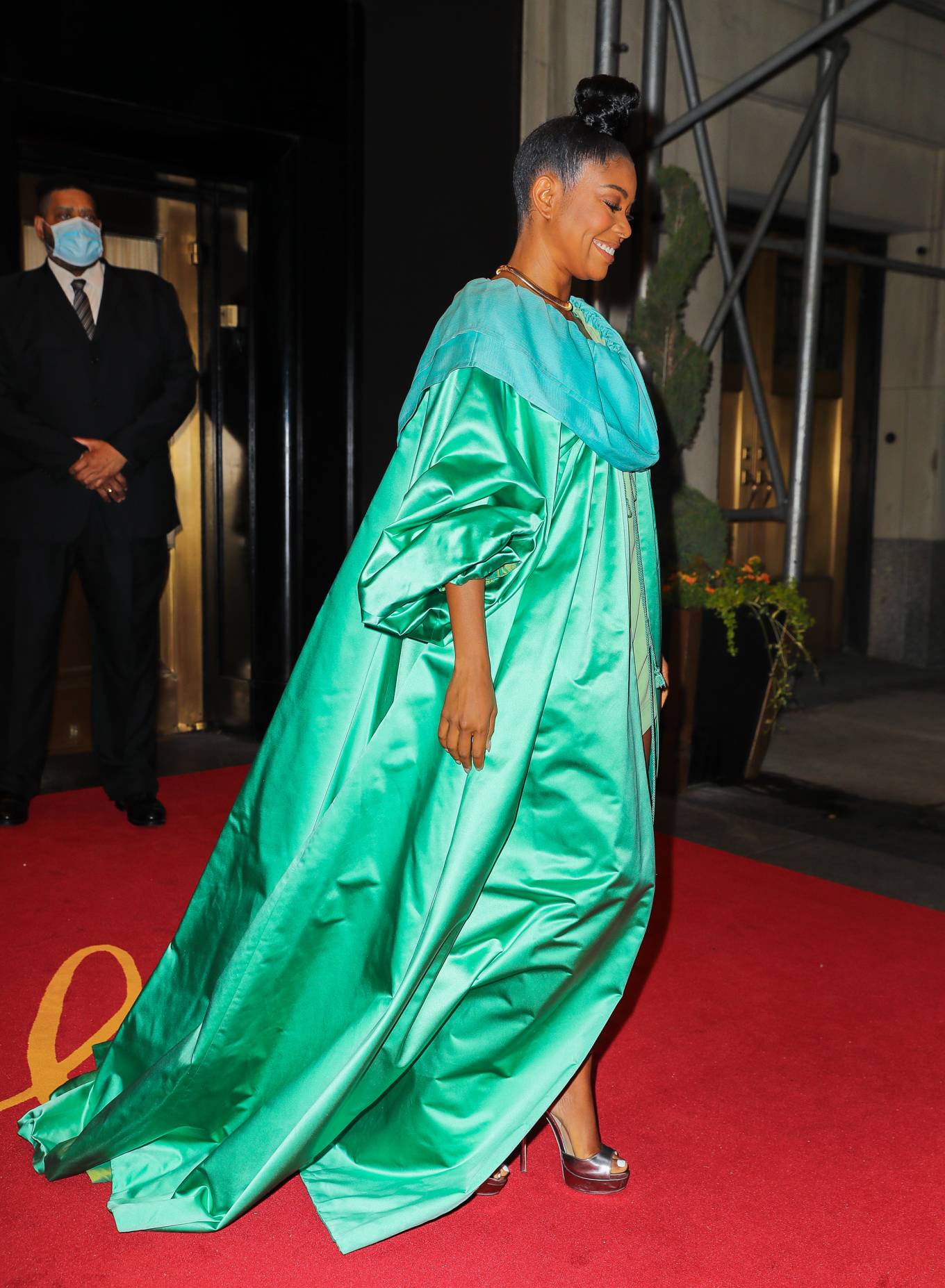 Gabrielle Union – Seen in a green dress in New
