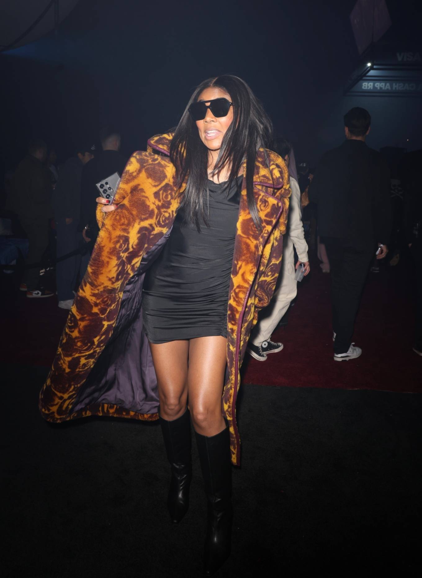 Gabrielle Union 2024 : Gabrielle Union – Seen in a stunning fur trench coat in Las Vegas-02