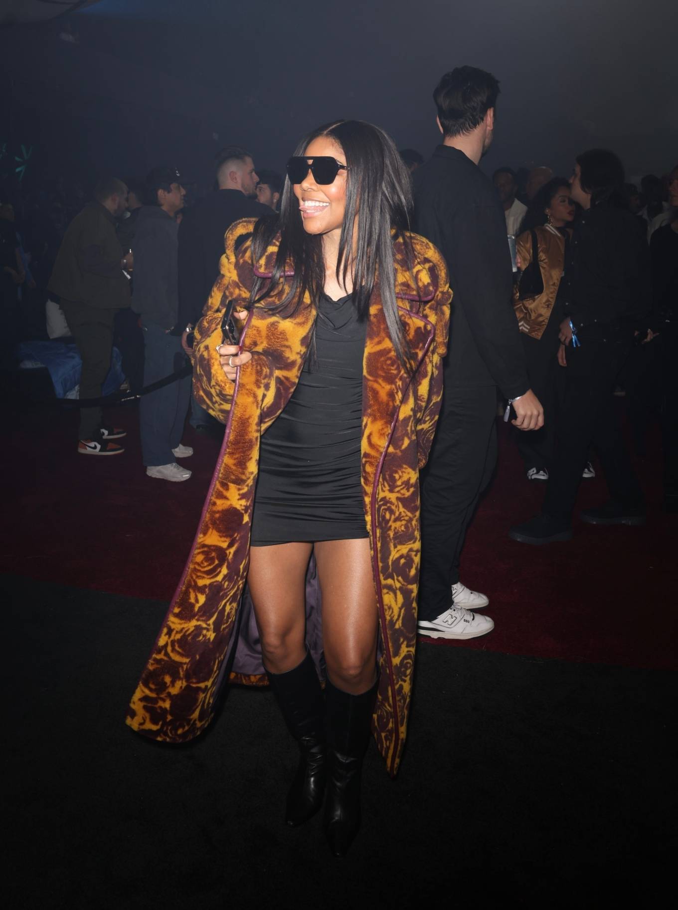 Gabrielle Union 2024 : Gabrielle Union – Seen in a stunning fur trench coat in Las Vegas-04
