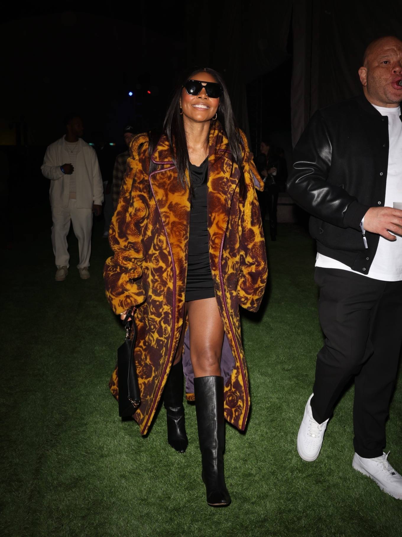 Gabrielle Union 2024 : Gabrielle Union – Seen in a stunning fur trench coat in Las Vegas-05