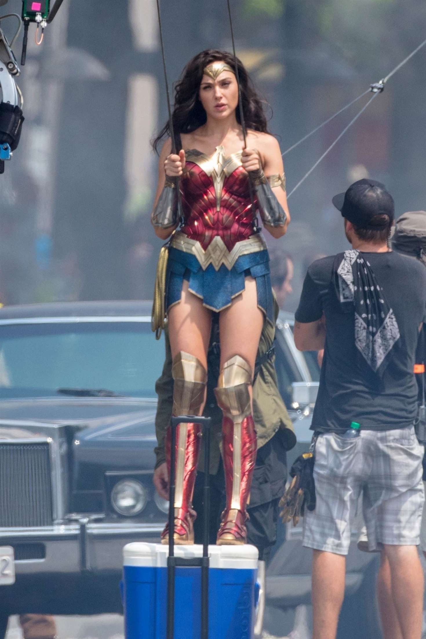 Gal Gadot - Filming an action sequence for 'Wonder Woman 1984' in Washington