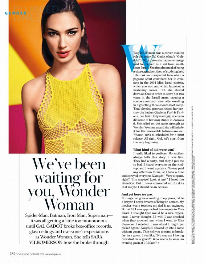 Gal Gadot for Vogue India Magazine (October 2018)