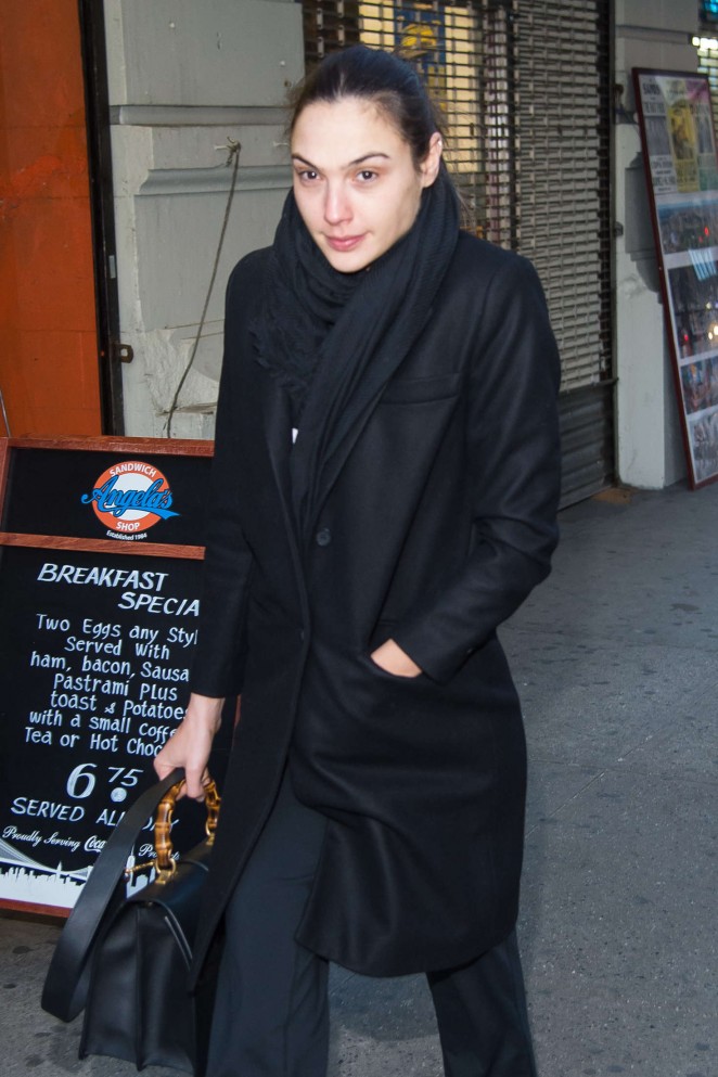 Gal Gadot in Black Coat out in NYC