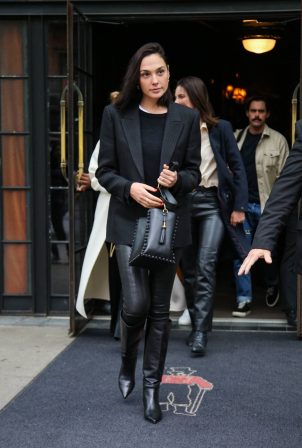 Gal Gadot - In black leather pants out in New York