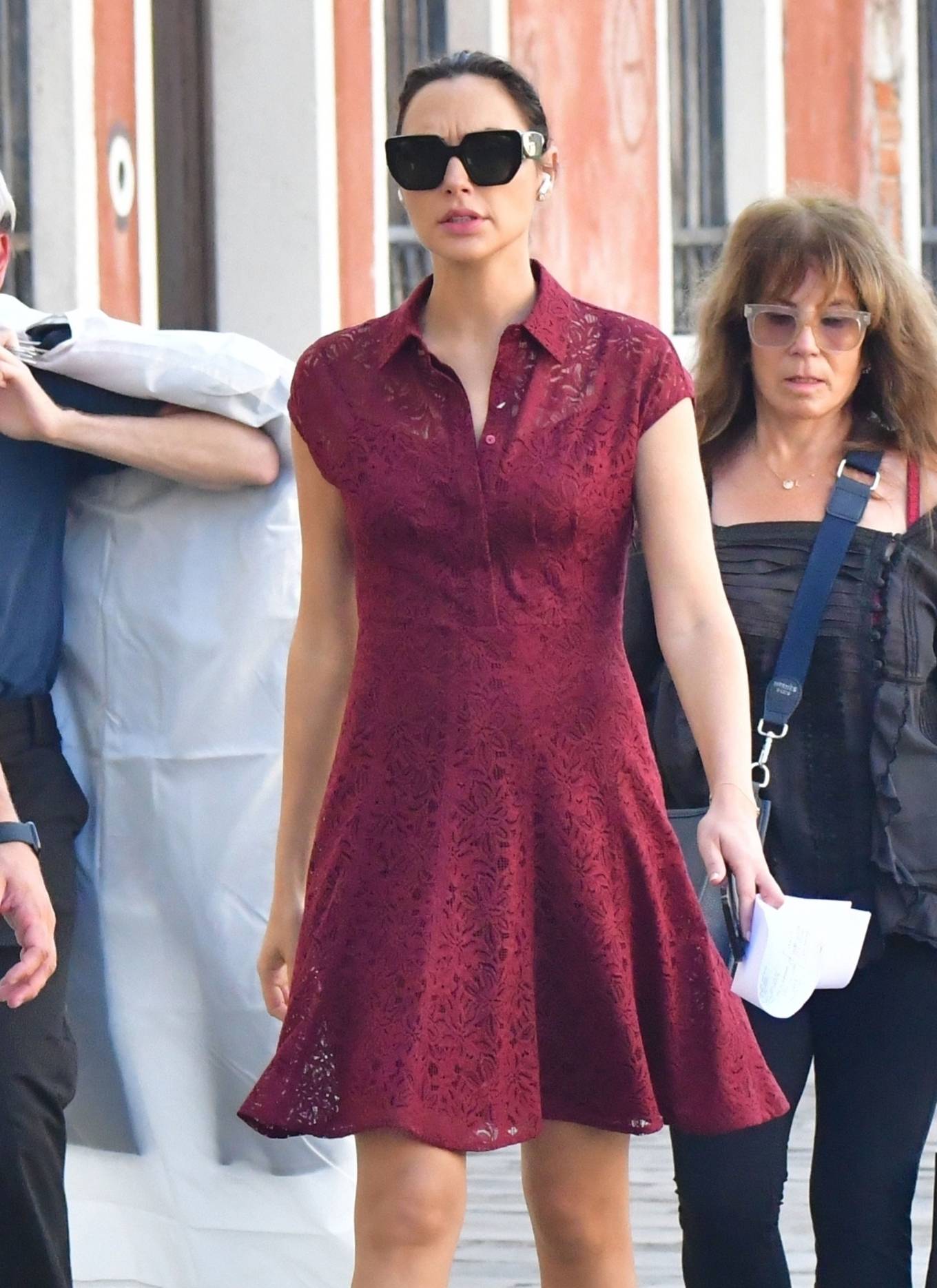 Gal Gadot - In her maroon dress and Gucci sunglasses as she heads set out in Venice