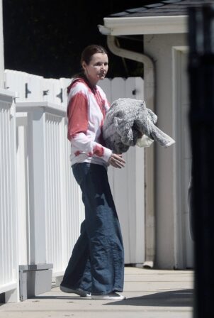 Geena Davis - Visit a vet to pick up a cat in Los Angeles