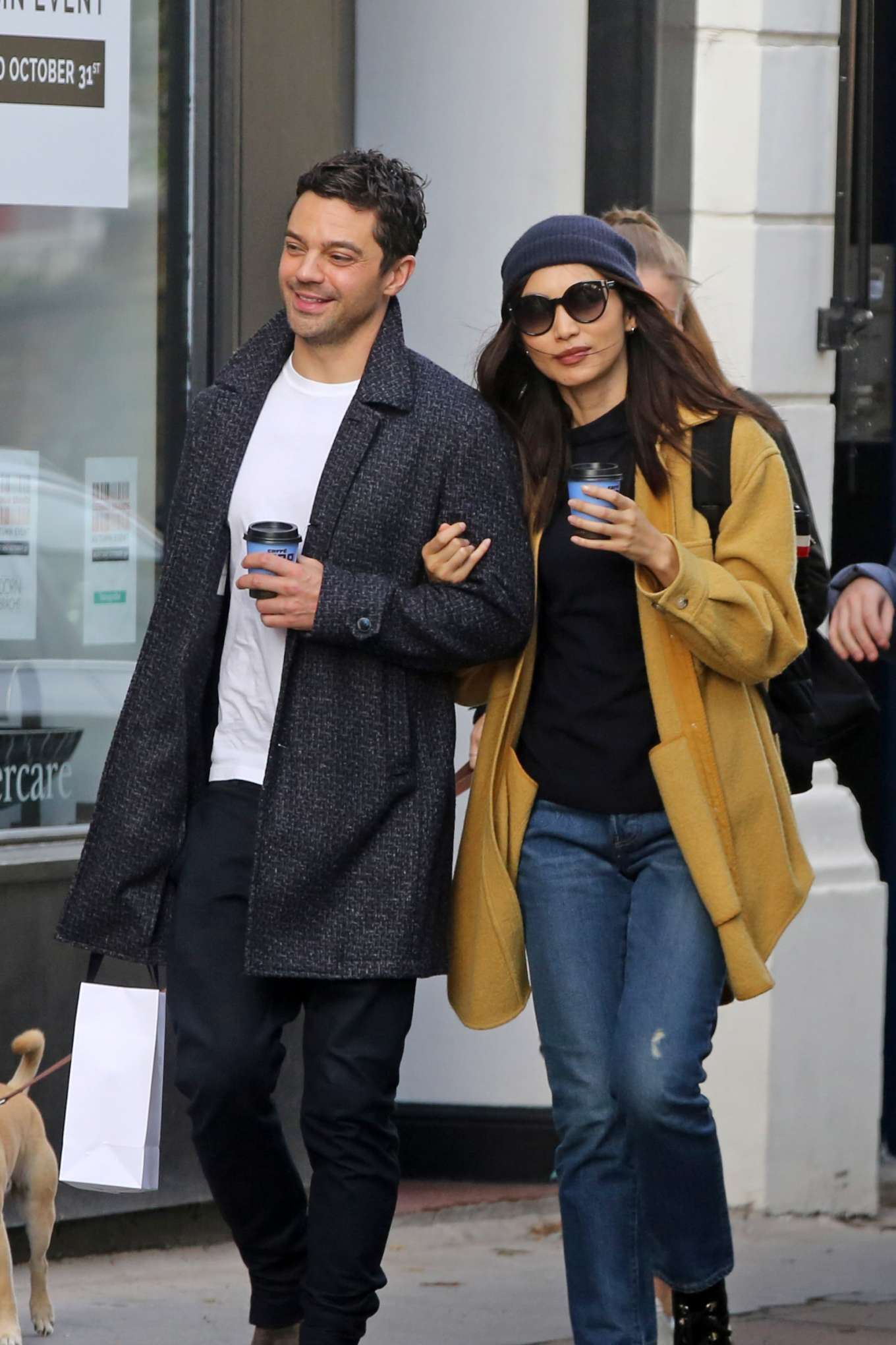 Gemma Chan and Dominic Cooper - Grabbing a coffee in Primrose Hill in north London