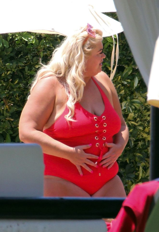 Gemma Collins - Swimsuit At A Pool In Spain