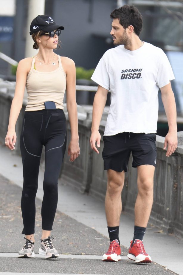 Georgia Fowler - With boyfriend Nathan Dalah out for a stroll