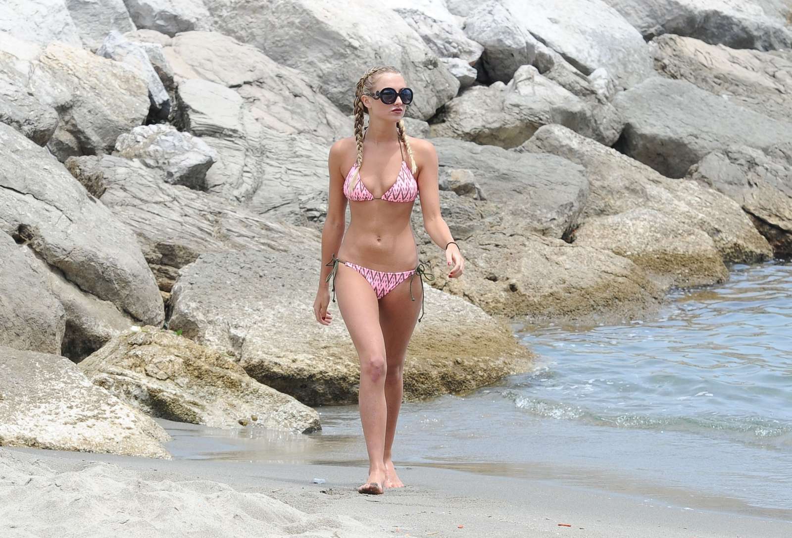 Georgia Harrison in Bikini on the Beach in Ibiza. 