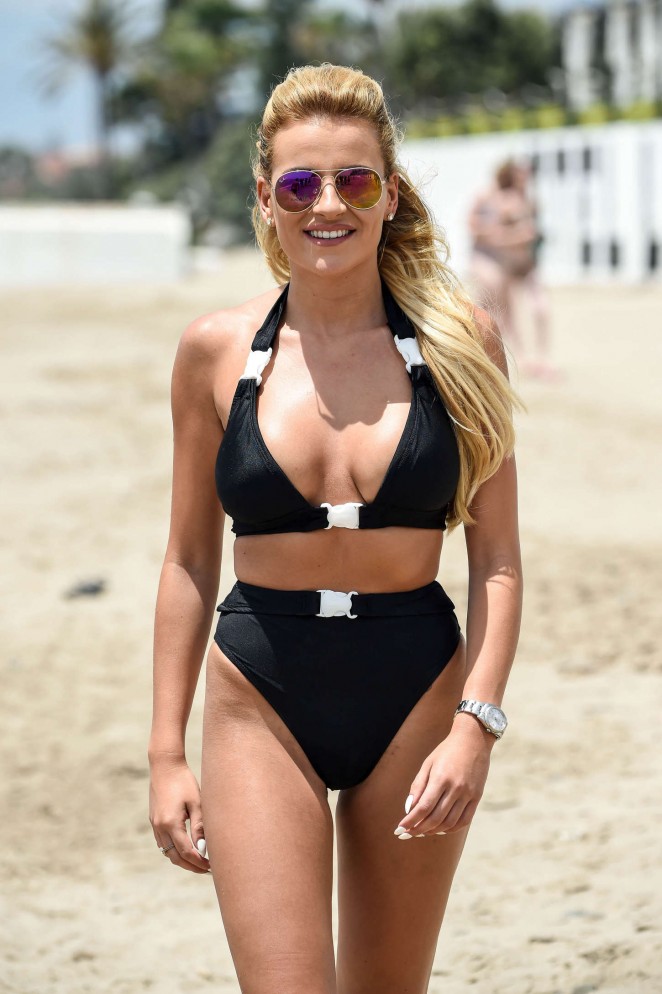 Georgia Kousoulou in Black Bikini in Marbella