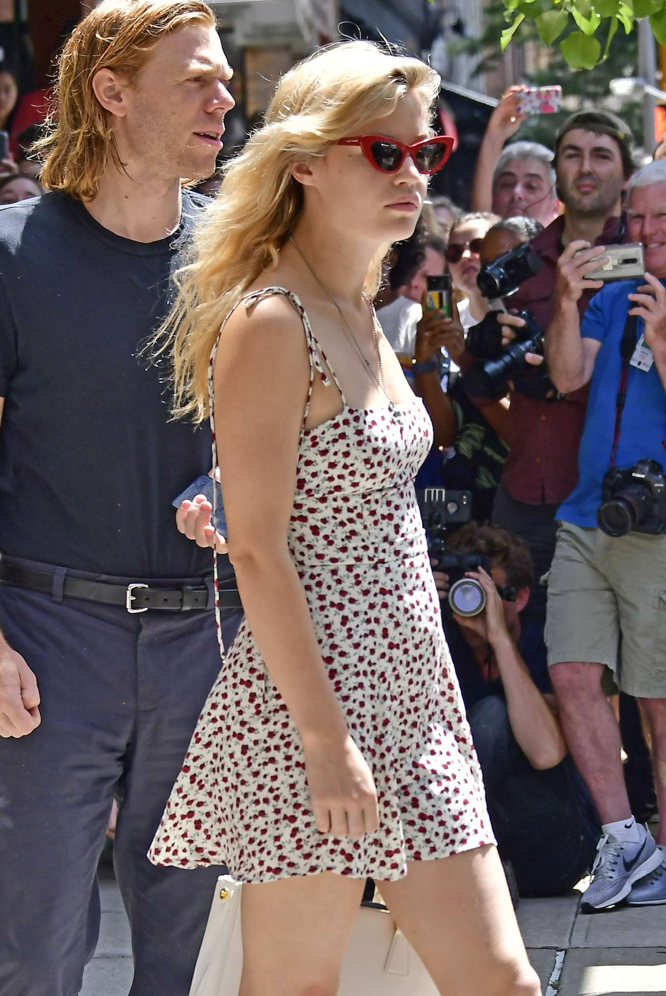 Georgia May Jagger in Floral Mini Dress â€“ Out in New York