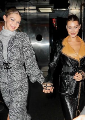 Gigi and Bella Hadid Leaving V Magazine dinner in NYC