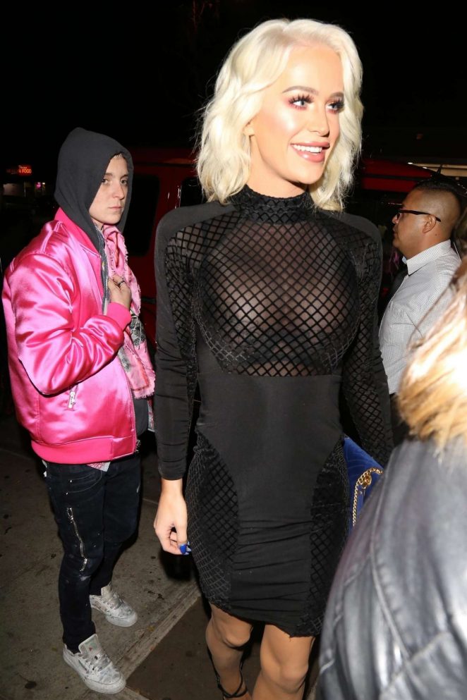 Gigi Gorgeous in Black Mini Dress - Delilah Nightclub in West Hollywood