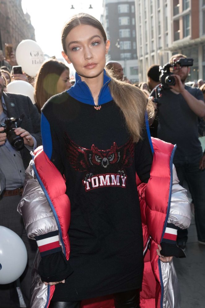 Gigi Hadid - Arrives at the Tommy Hilfiger Store in London