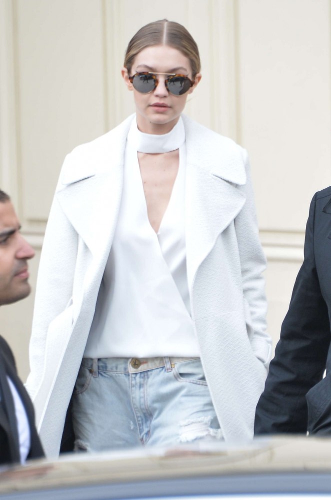 Gigi Hadid Arriving at her hotel after the Chanel Fashion Show in Paris