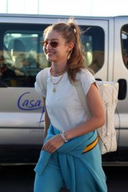 Gigi Hadid - Arriving for sister Alana Hadid's birthday celebrations in Mykonos