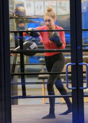 Gigi Hadid at a boxing class in New York City