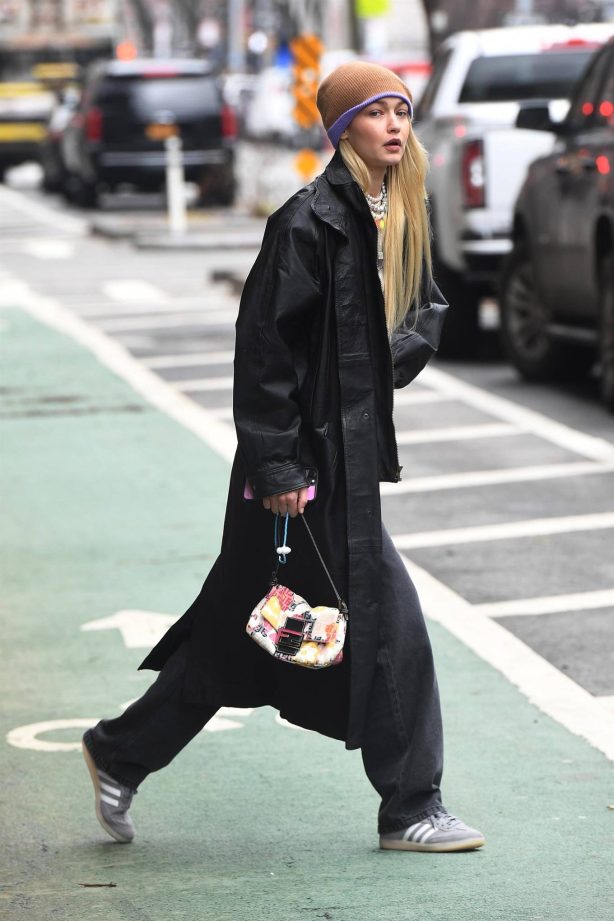 Gigi Hadid - Carries a mini Fendi tote while out in New York