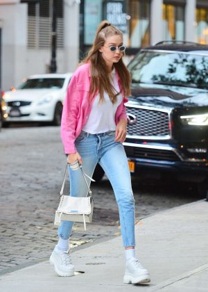 Gigi Hadid in all denim out in New York City