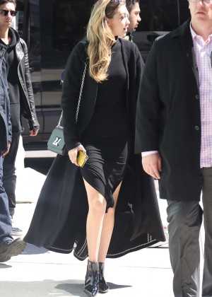 Gigi Hadid in Black Dress Out in New York