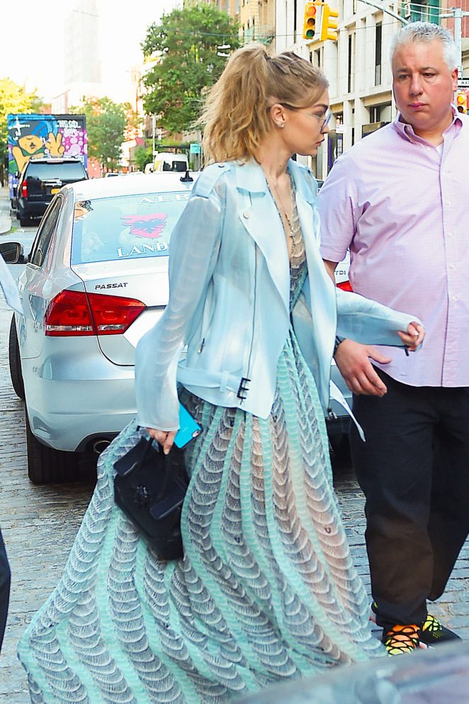 Gigi Hadid in Long Dress out in New York
