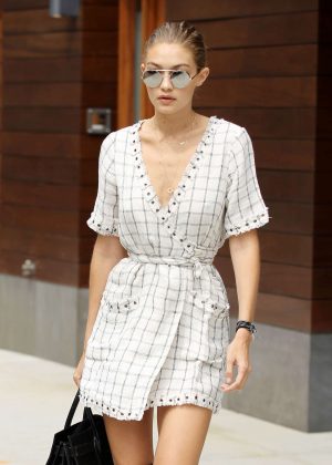 Gigi Hadid in Mini Dress Leaving her apartment in NYC